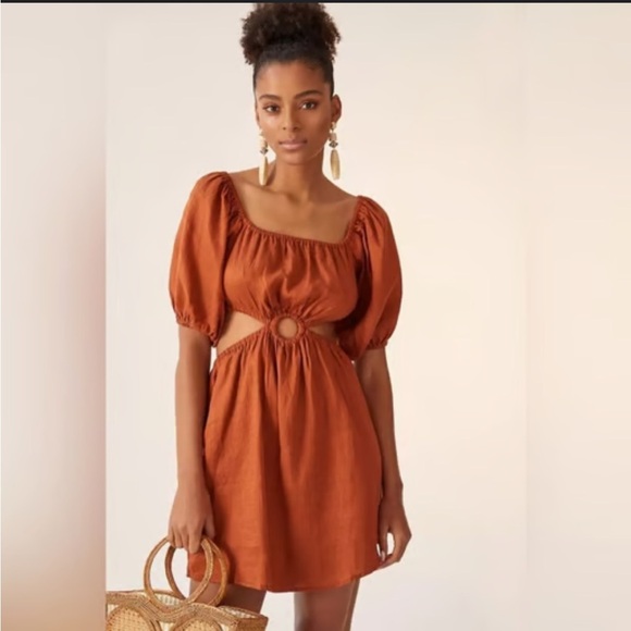 Altar'd State Dresses & Skirts - Altar’d State Pumpkin Spice Mini Dress Sleeves Cutouts Linen Summer Size Medium
